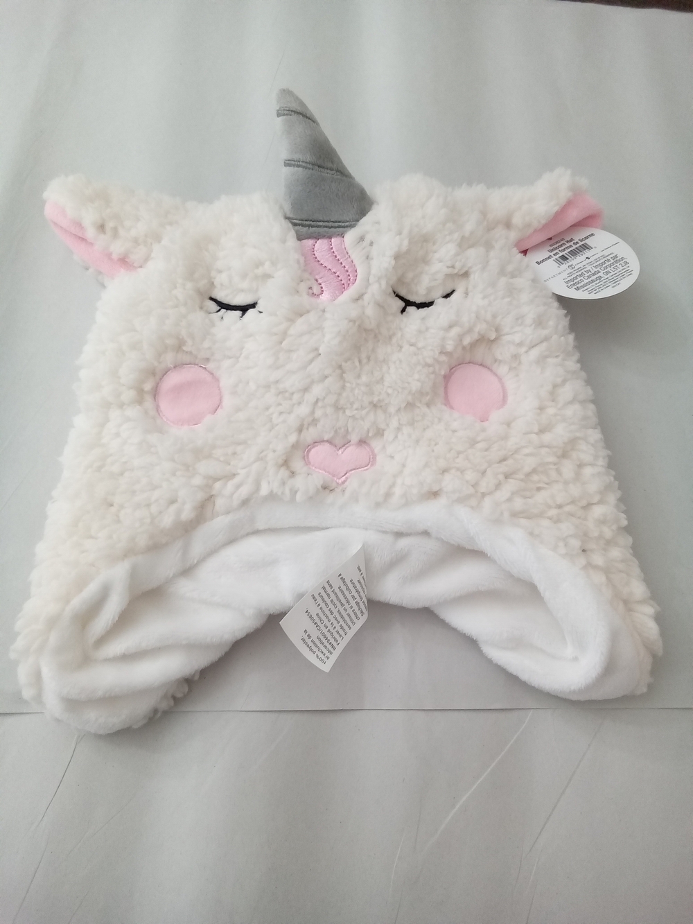 NWT Izzy & Oliver Baby Unicorn Sherpa Winter Hat Soft Plush White Pink